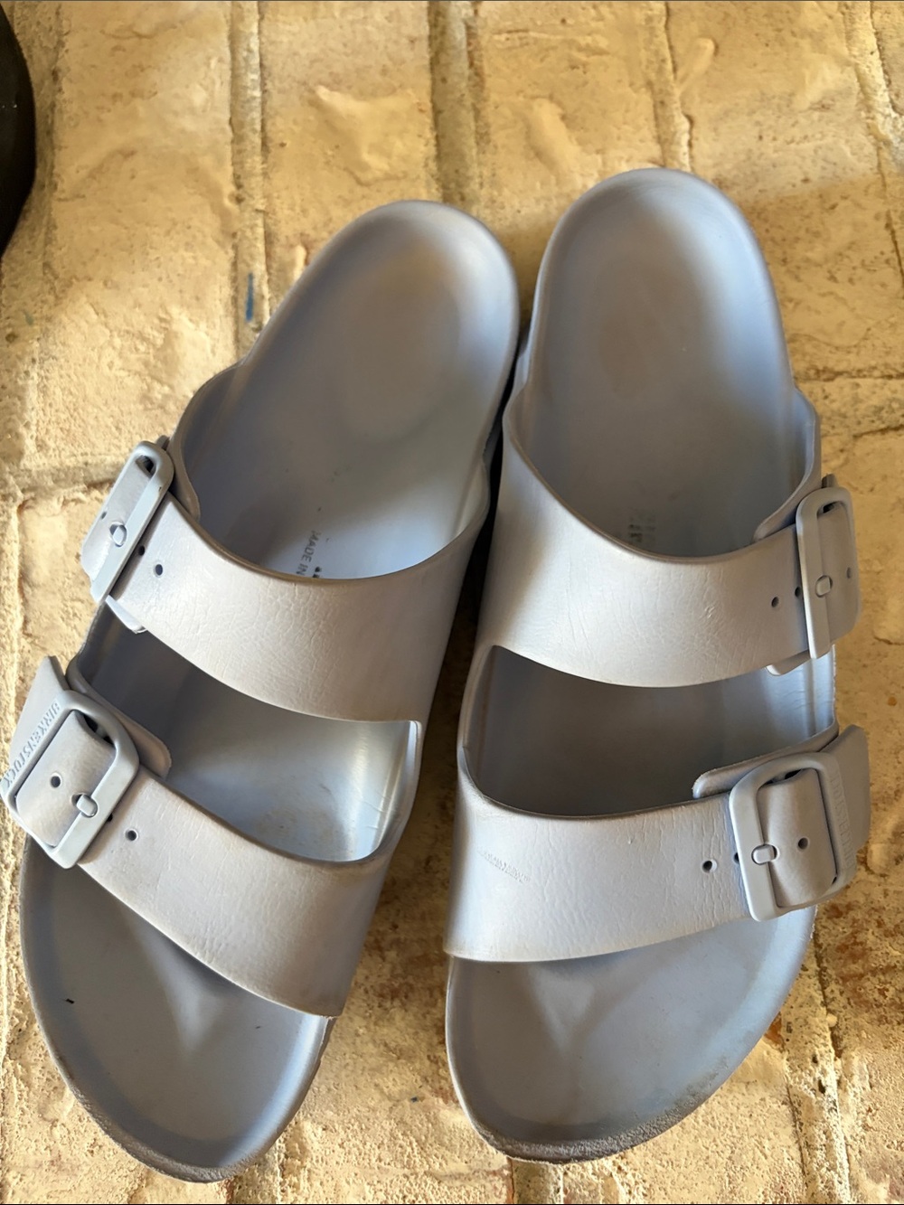 Birkenstock Arizona Strap Slide Sandals - Light blue sz 41